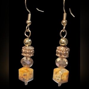 Handmade Stone & Glass Upcycled One of a Kind Earrings